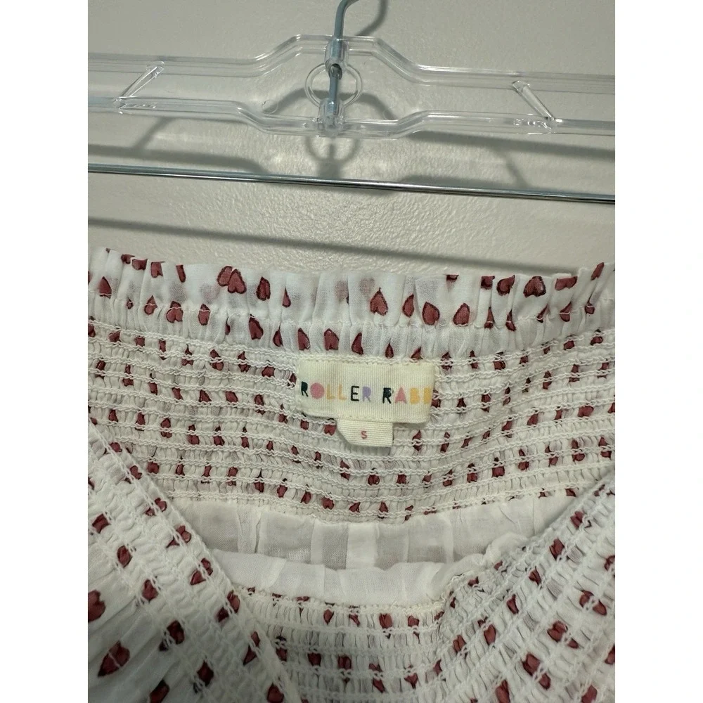 Roller Rabbit Hearts Siggy Tiered Ruffle Smocked Waist Mini Skirt Size Small - Picture 5 of 8